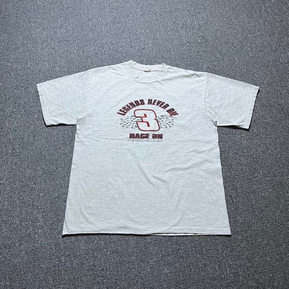Vintage Sport Champ Dale Earnhardt T Shirt XL Grey Legends Never Die 2001 Y2K